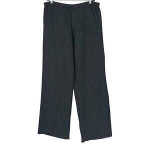 Tania Crinkle Textured Wide Leg Pants Large Black Stretch Lagenlook